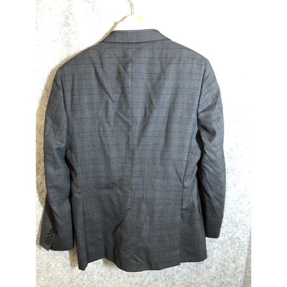 Hickey Freeman Blazer 40L Gray Glen Plaid Wool Suit Coat Jacket Career Casual